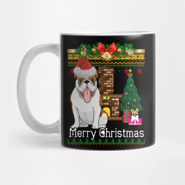 Ugly Christmas Sweater BULLDOG TShirt Funny Dog by LaurieAndrew